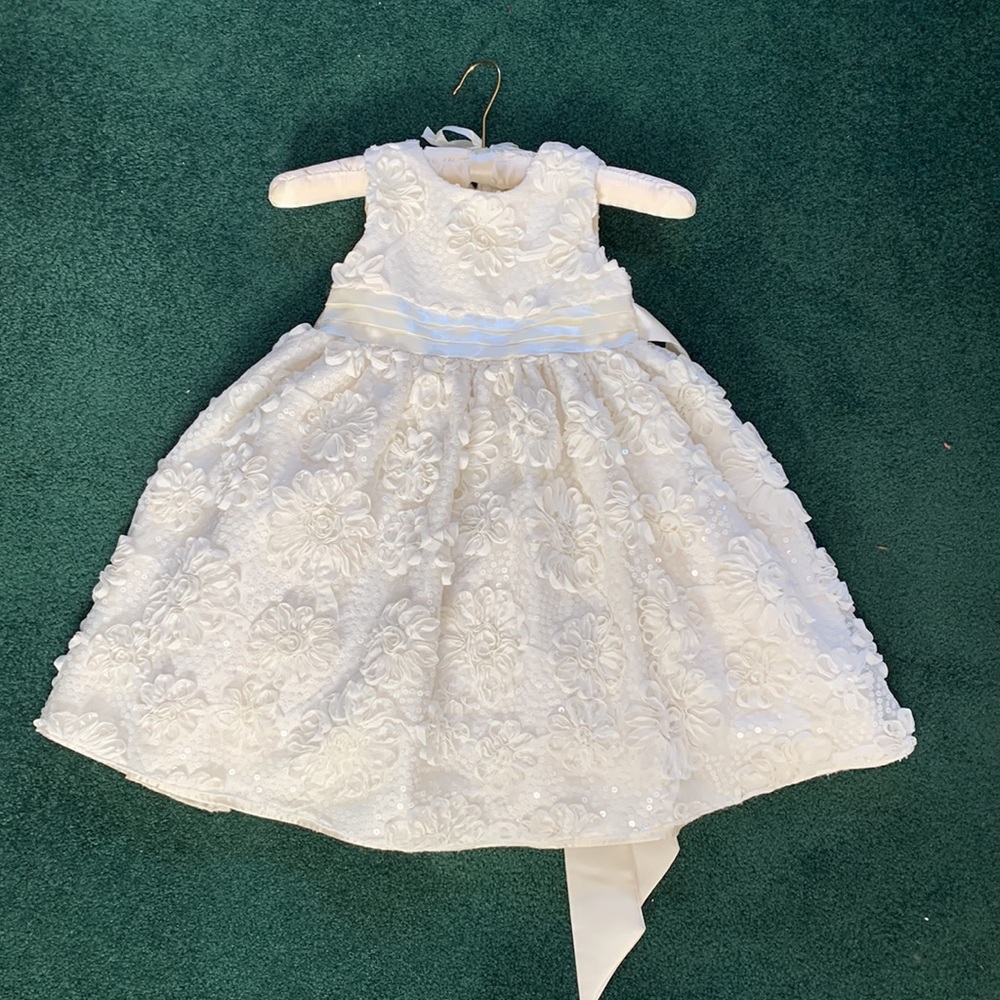 Gorgeous American Princess Cream Sequin Floral Girls Sleeveless Dress